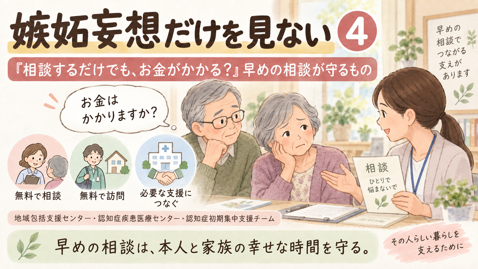 嫉妬妄想だけを見ない④――「相談するだけでも、お金がかかる？」早めの相談が守るもの